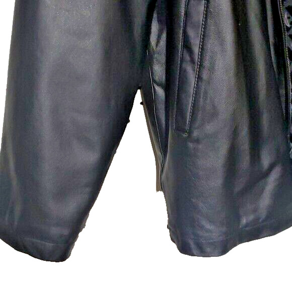 Vintage Duke Haband Black Leather Jacket Men’s XL Quilted Lining Pockets - Picture 6 of 9